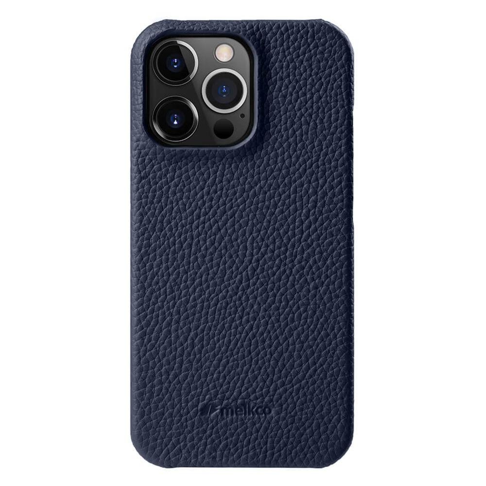 MELKCO Microfiber Lining Cover for iPhone 15 Pro,Genuine Cow Leather Coated PC Incomplete Phone Case