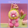Plush Charming Capybara Keychain With Pink Hood Bubble Design Gift Cute