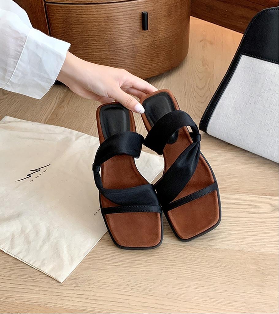 Интернет-знаменитости с тем же два носят драг~ 4 см квадратная голова на высокой толстой подошве обертывание с пляжными шлепанцами женские сандалии носить лето