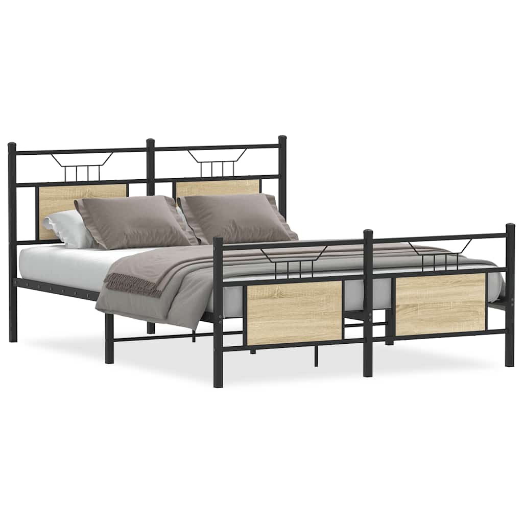 Bed Frame without Mattress Sonoma Oak Finish 150 x 200 cm Wood Based Material