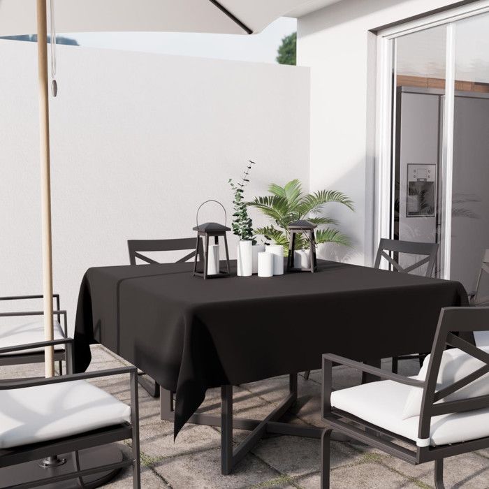 ALIX Black Square Stain-resistant Tablecloth 140X140 Cm, by Soleil D'ocre