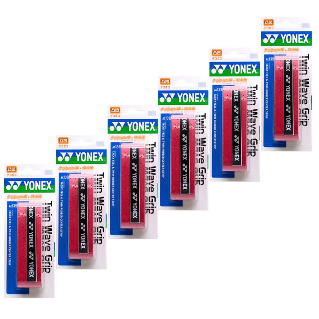 YONEX Twin Wave Grip Set of 6 Wine Red AC139-037-6SET