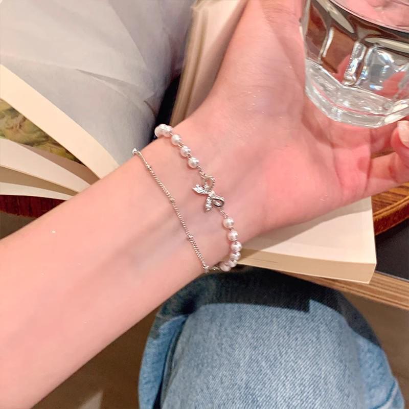 Корейский высококачественный браслет из жемчуга и титановой стали для женщин