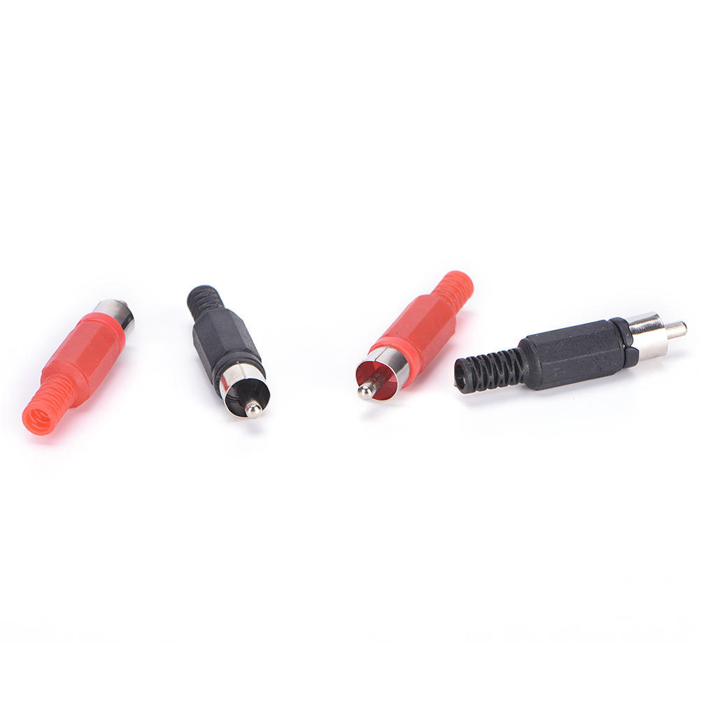 20 Pcs Black & Red Solder Rca Male Plug Audio Video Adapter Connector