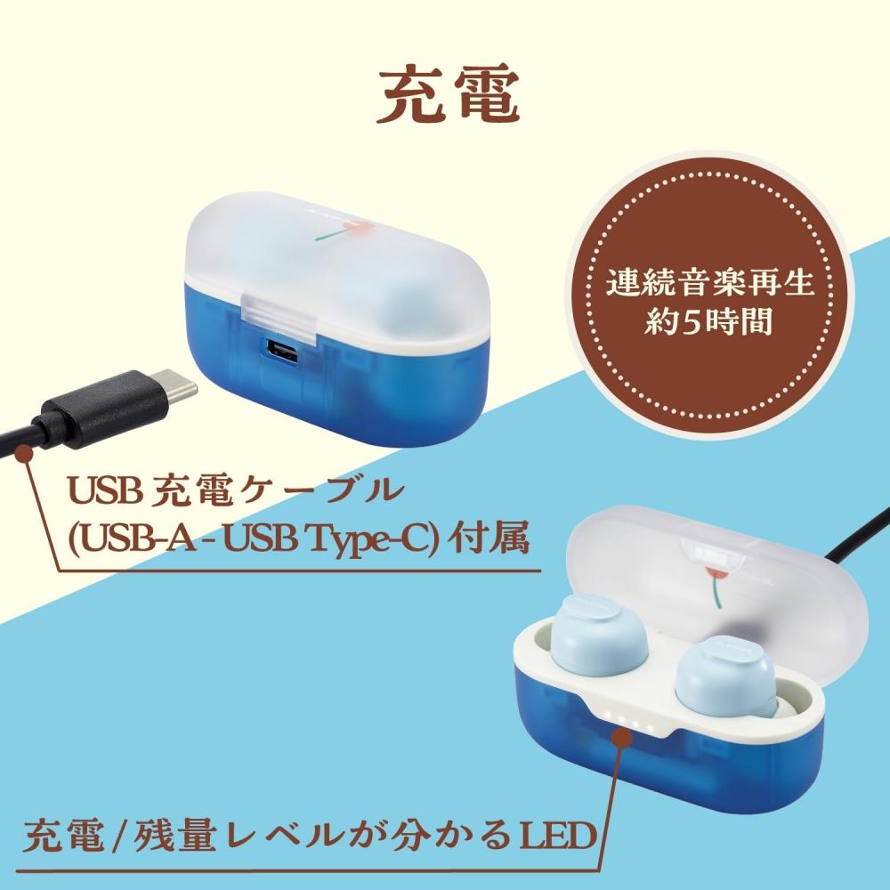 Elecom Беспроводные наушники Bluetooth Retro Ramune Color AAC совместимы с Bluetooth 5.3 5 часов непрерывного воспроизведения с низкой задержкой LBT-TWS16CSBU