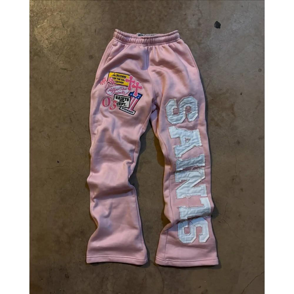 ZYLLO Y2K Уличная одежда Спортивные штаны Мужские Женские Хип-хоп Ретро Вышивка букв Соединение Повседневные штаны Эластичные Завышенная талия Джоггеры