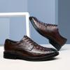 Роскошные брендовые мужские туфли-оксфорды из натуральной кожи, повседневная обувь с узором из крокодиловой кожи, на шнуровке, официальная деловая обувь для отдыха на открытом воздухе