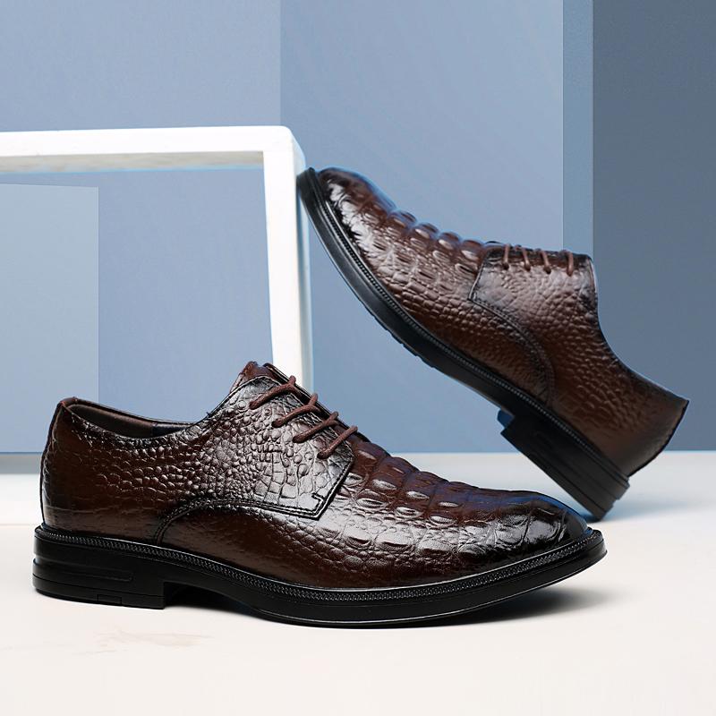 Роскошные брендовые мужские туфли-оксфорды из натуральной кожи, повседневная обувь с узором из крокодиловой кожи, на шнуровке, официальная деловая обувь для отдыха на открытом воздухе