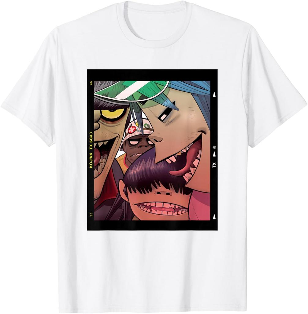 Gorillaz Polaroid Slide TShirt Mens and Womens Cotton Summer Clothes Hip Hop Fashion Short Sleeve Tshirt Streetwear Fan Gifts