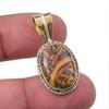 Natural Maryam Jasper 925 Solid Sterling Silver Gift TwoTone Pendant 1.25" C9S45
