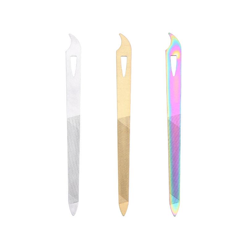 Двусторонняя пилка для ногтей из нержавеющей стали с заостренным кончиком для маникюра и полировки