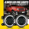 1 Pair 4 Inch Car Front Bumper LED Fog Lights Driving Turn Signal Light with Angle Eyes For Jeep Wrangler 07-18 JK JKU Tj