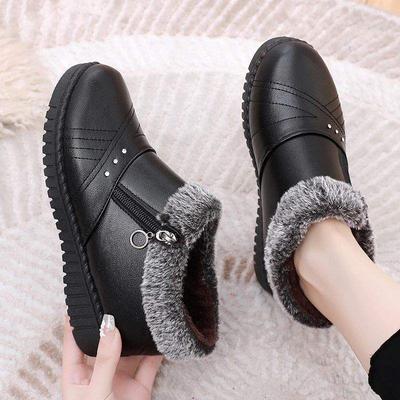 Хлопковая обувь женская зимняя бархатная для среднего и пожилого возраста обувь для мамы нескользящая на толстой подошве две хлопковые сапоги водонепроницаемые, морозостойкие и теплые для пожилых