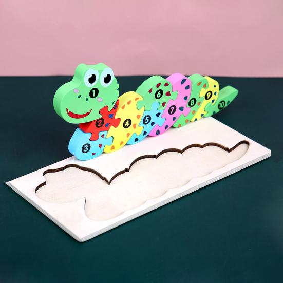 Красочные животные, змеи, крокодилы, игра-головоломка с доской, деревянные жирафы, познавательные 3D деревянные головоломки, блоки для детей ясельного возраста