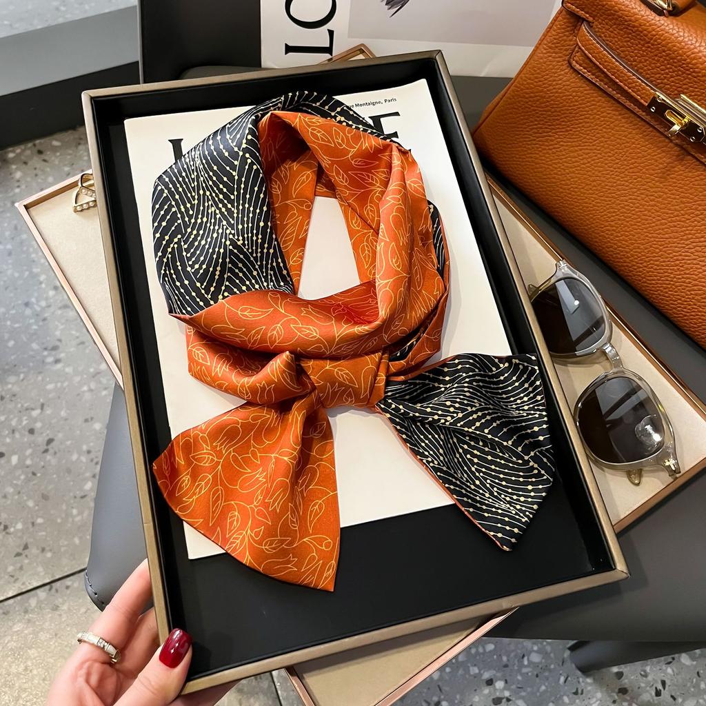 Luxury Summer Long Silk Scarf Female Animal Horse Print Thin Narrow Scarf Bag Hair Band Ribbon Scarfs Women Neckerchief