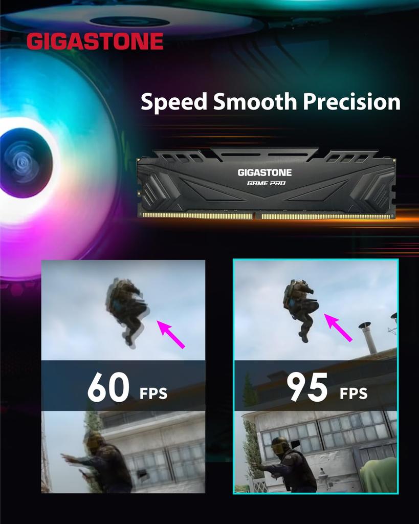 Gigastone Game PRO 8GBx2 DDR4 3600MHz CL Intel XMP AMD Ryzen UDIMM 288 Pin Без буферизации Игровой Настольный Высокопроизводительный Модуль Памяти Черный [Память