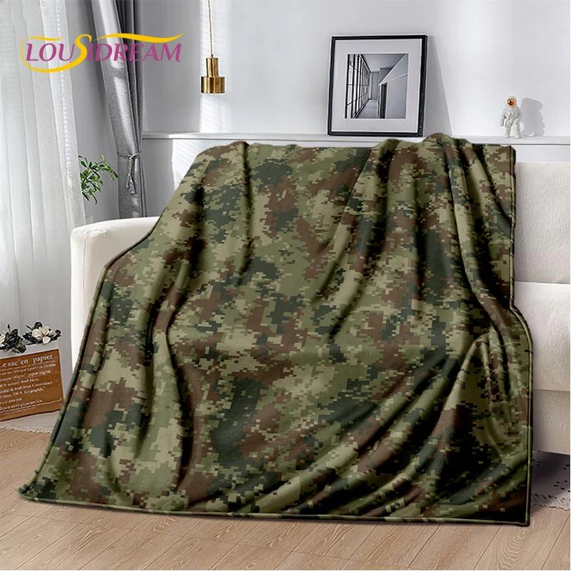 2025 Colorful Camo Green Camouflage Soft Blanket,Soft Throw Blanket for Home Bedroom Bed Sofa Picnic Travel Cover Child Gift