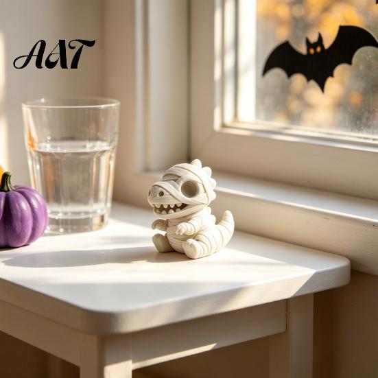 Car Interior Decorations Miniature Mummy Animal Figurine, 3D Printed Pig Chicken Dino Duck Niche Holiday Collectibles Cat Statue, Spooky Cute