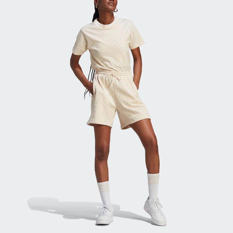 Adidas Originals Trefoil Monogram Tee Embroidered Logo Sport Short Sleeve T-Shirt Women Tops White IJ5983