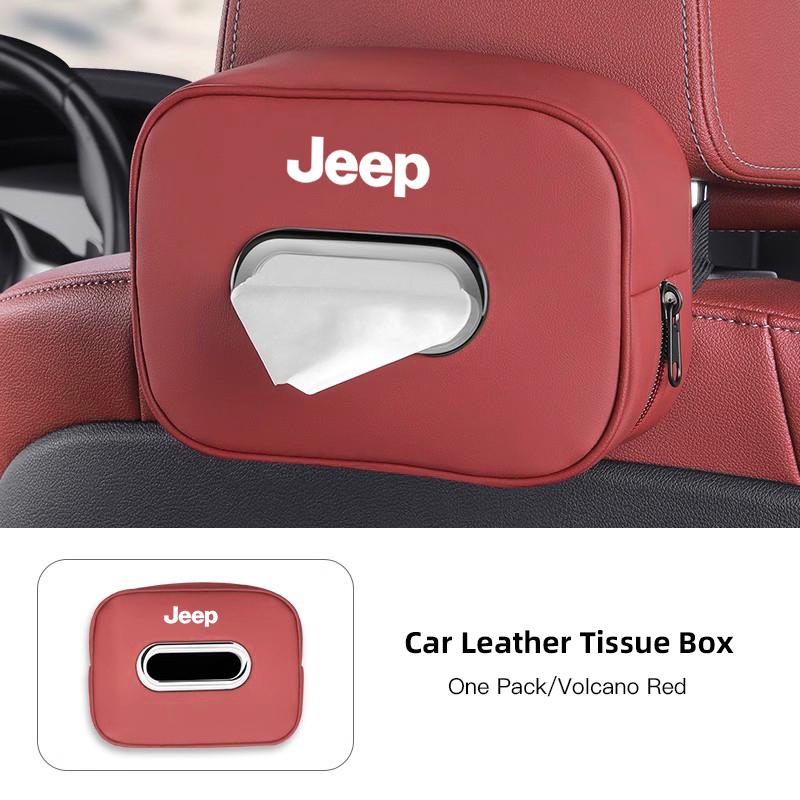 New PU Leather Car Tissue Box Storage Bag Accessories For Jeep Renegade Wrangler JL JK Gladiator Grand Cherokee Compass Patriot ALV1