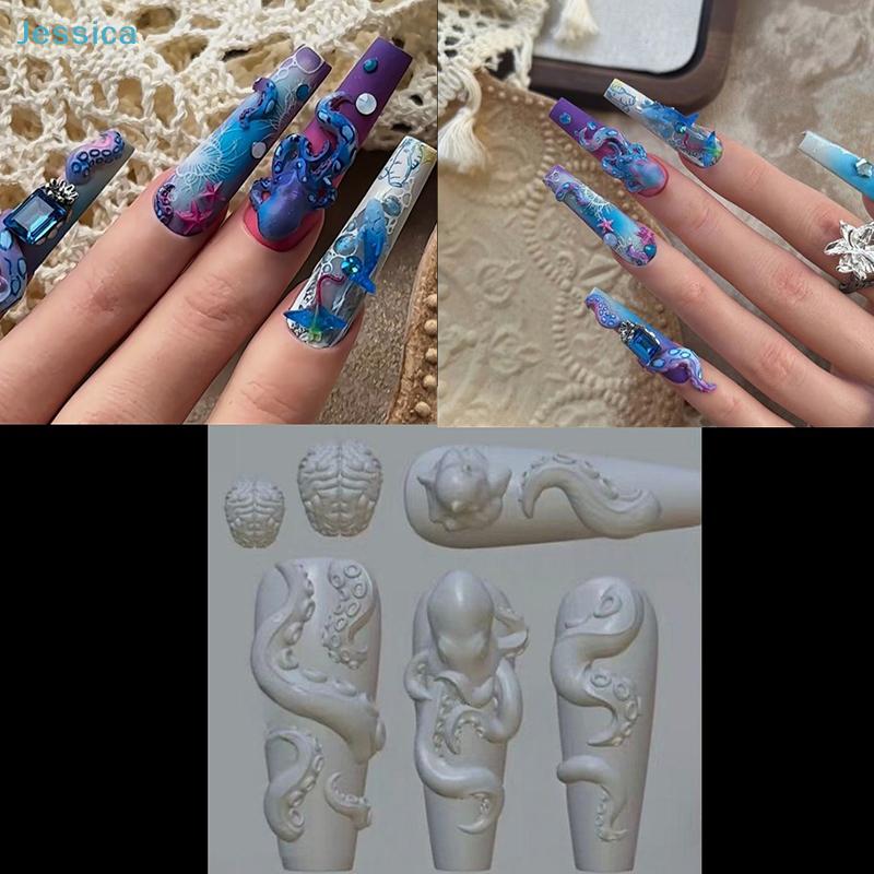 Силиконовые формы для 3D-дизайна ногтей - Формы с фигурками Осьминога/Клубники/Куклы для эпоксидной смолы/Гель-лака Дизайн Маникюра