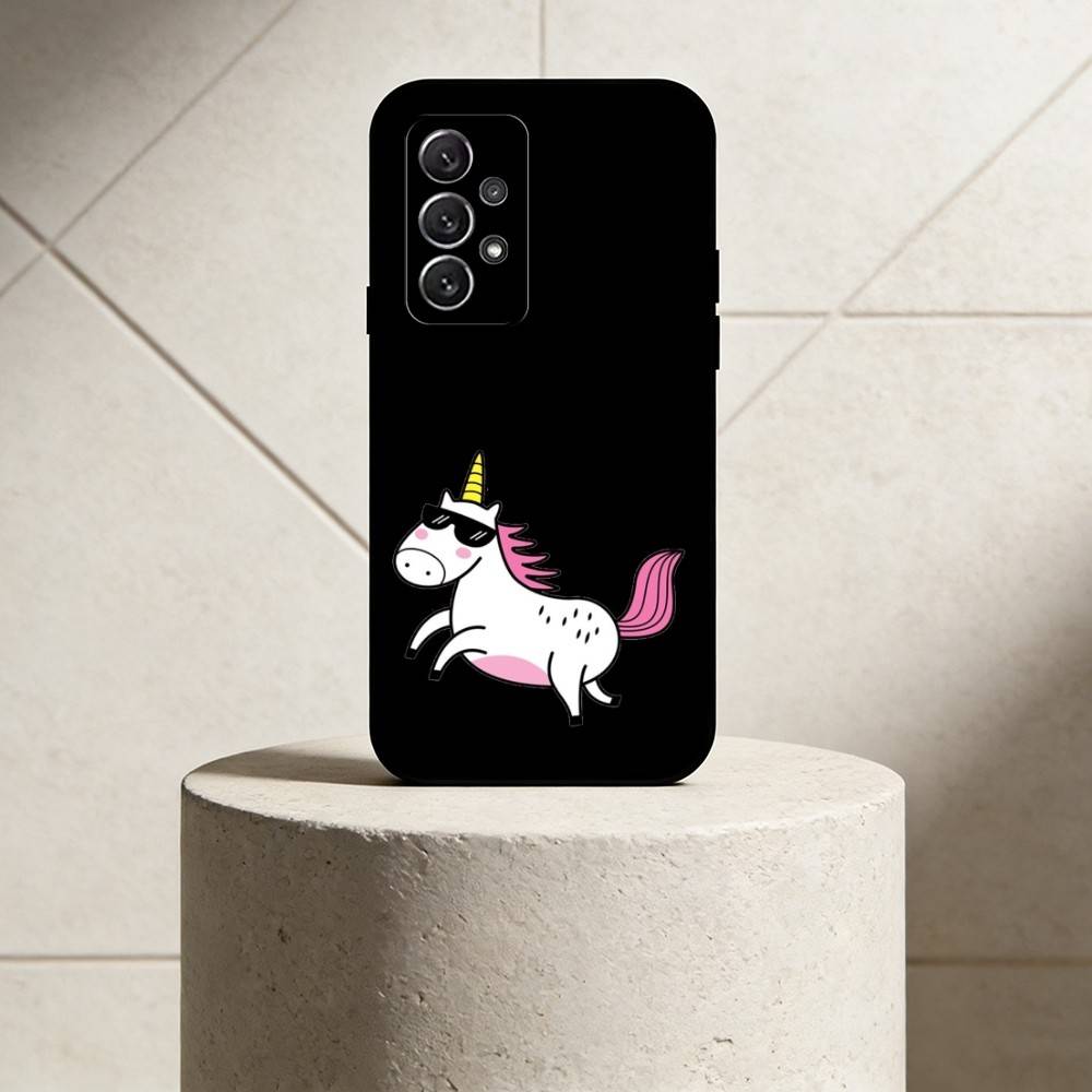 Q V-version unicorn phone Case For Samsung S25,24,21,22,23,30,Ultra,20,Plus,Fe,Lite,Note Soft Black Cover