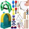 DECHOUS Orff Percussion Set, Educational Musical Instrument Set with 14 Hand Drums, Tambourine, Triangle, and Storage Bag for Educational Music