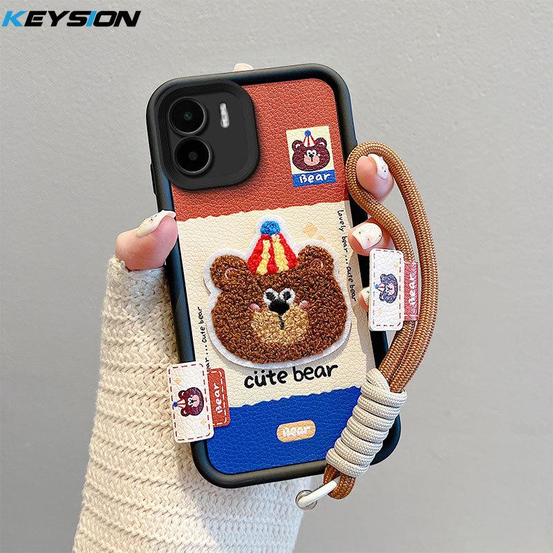 KEYSION Мультяшный милый плюшевый чехол с вышивкой для Redmi A2 A1 со шнурком, силиконовый противоударный чехол для телефона Xiaomi Redmi A1 A2