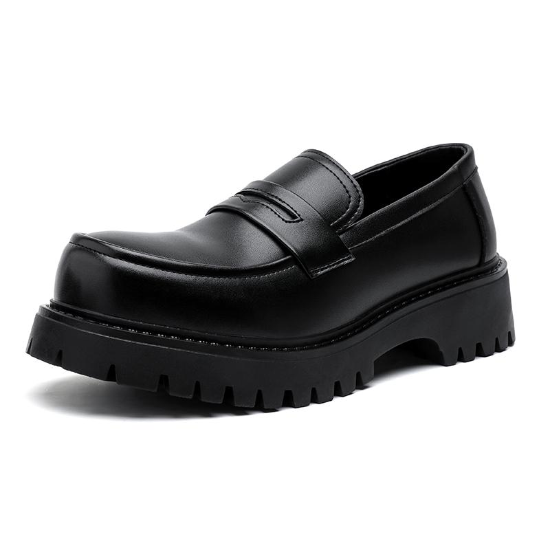 Outdoor Thick Bottom Mens Slip On Flats Casual Leather Male Loafers Comfortable Classic Dress Footwear Punk Style Driving Shoes