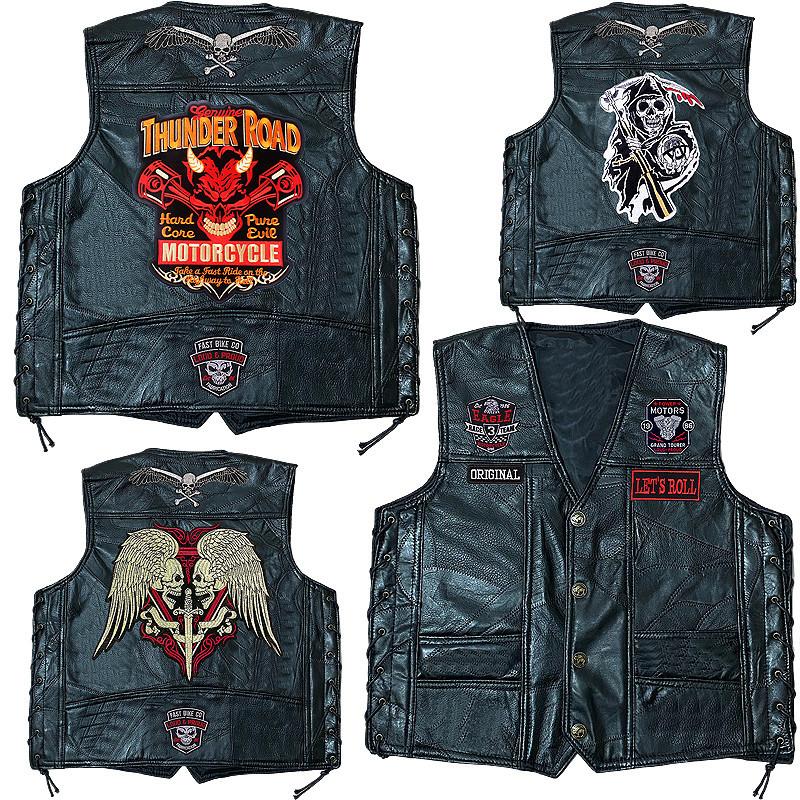 Vest Street Punk Vest Jacket Sleeveless Harley Motorcycle Badge Embroidered Vest