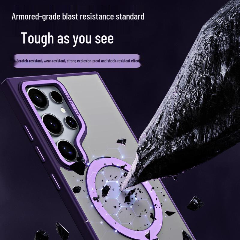 Samsung Galaxy S24 Ultra Magnetic Stand Case - Transparent, Anti-Drop Protection