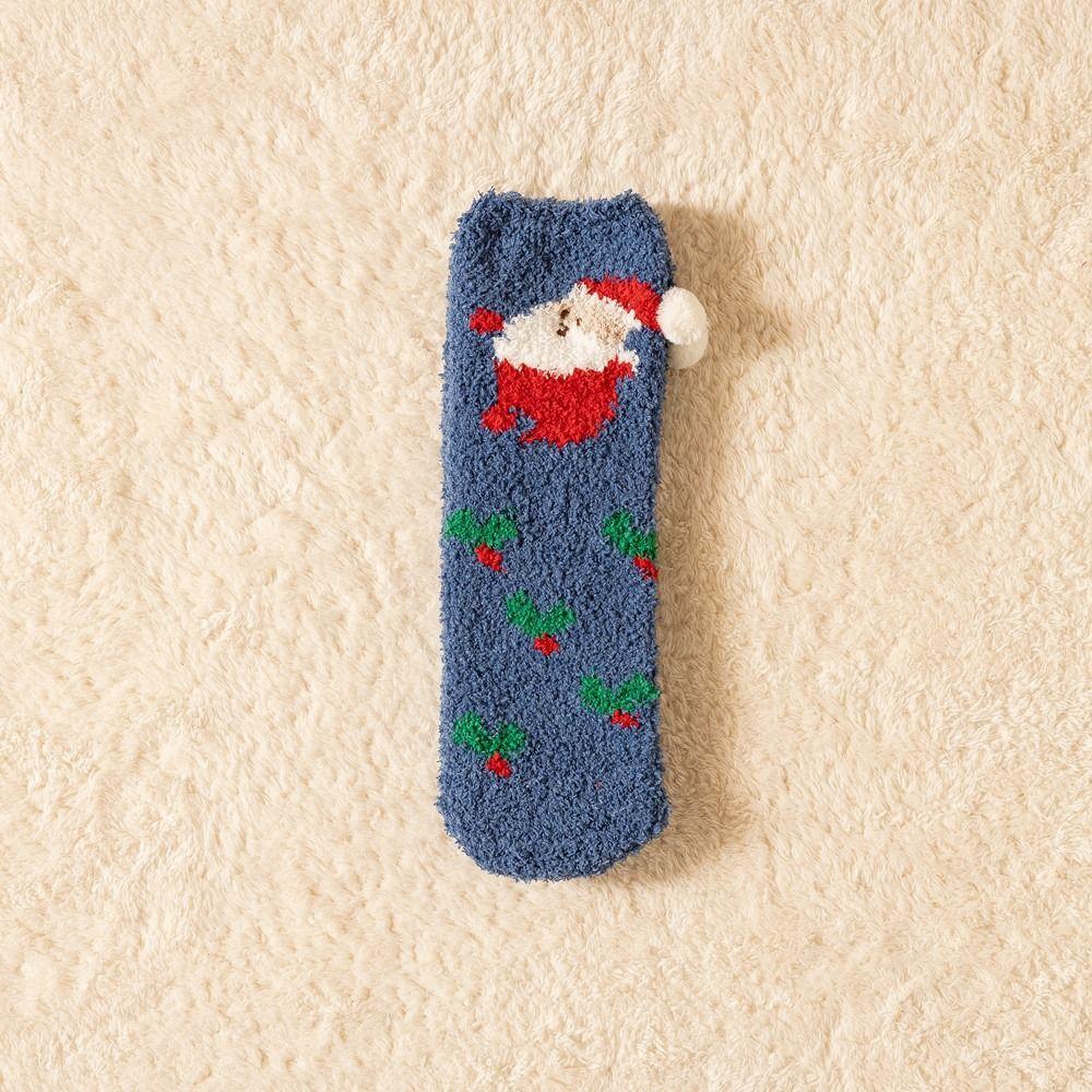 Cartoon Floor Sleep Socks Snowman Winter Red Green Elk Coral Velvet Socks Middle Tube Socks Women Hosiery Christmas Socks