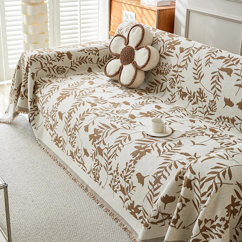 Universal Sectional Anti-cat Scratch Sofa Cover Soft Chenille Embroidered Sofa Towel Anti-slip Couch Cover for Living Room