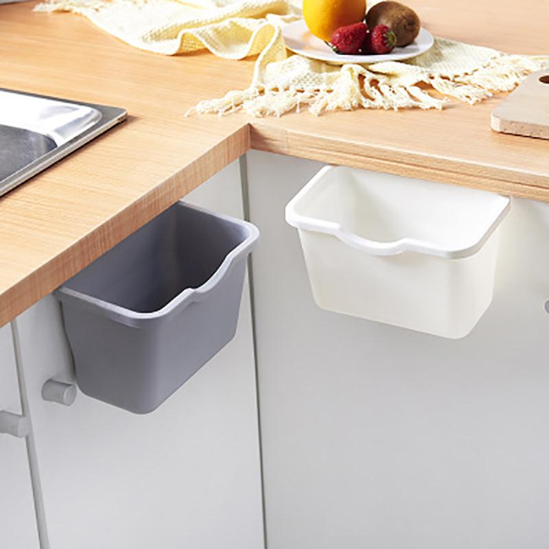 Kitchen Hanging Desktop Trash Can Multifunction Plastic Garbage Bin Cabinet Door Rubbish Container