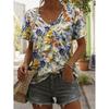 Women's T Shirt Floral 3D Stylish Casual Short Sleeve V Neck Regular Tops Daily Print Off-white Summer