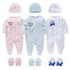 3 шт./компл. комбинезон + шапка + перчатки комплект детской одежды осень-зима теплые хлопковые детские комбинезоны комбинезоны для новорожденных пижамы 2024