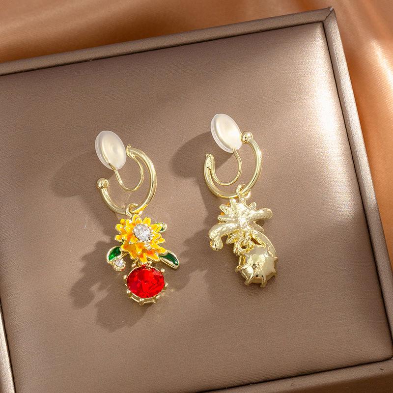 New Luxury Sunflower Earless Mosquito Coil Earrings Fashion Daisy Earrings
