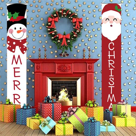 1 пара рождественских двустиший, которые легко повесить, Санта-Клаус, знак на крыльцо, баннеры на дверь, многоразовые подвесные двустишия для входной двери, принадлежности для новогодней вечеринки