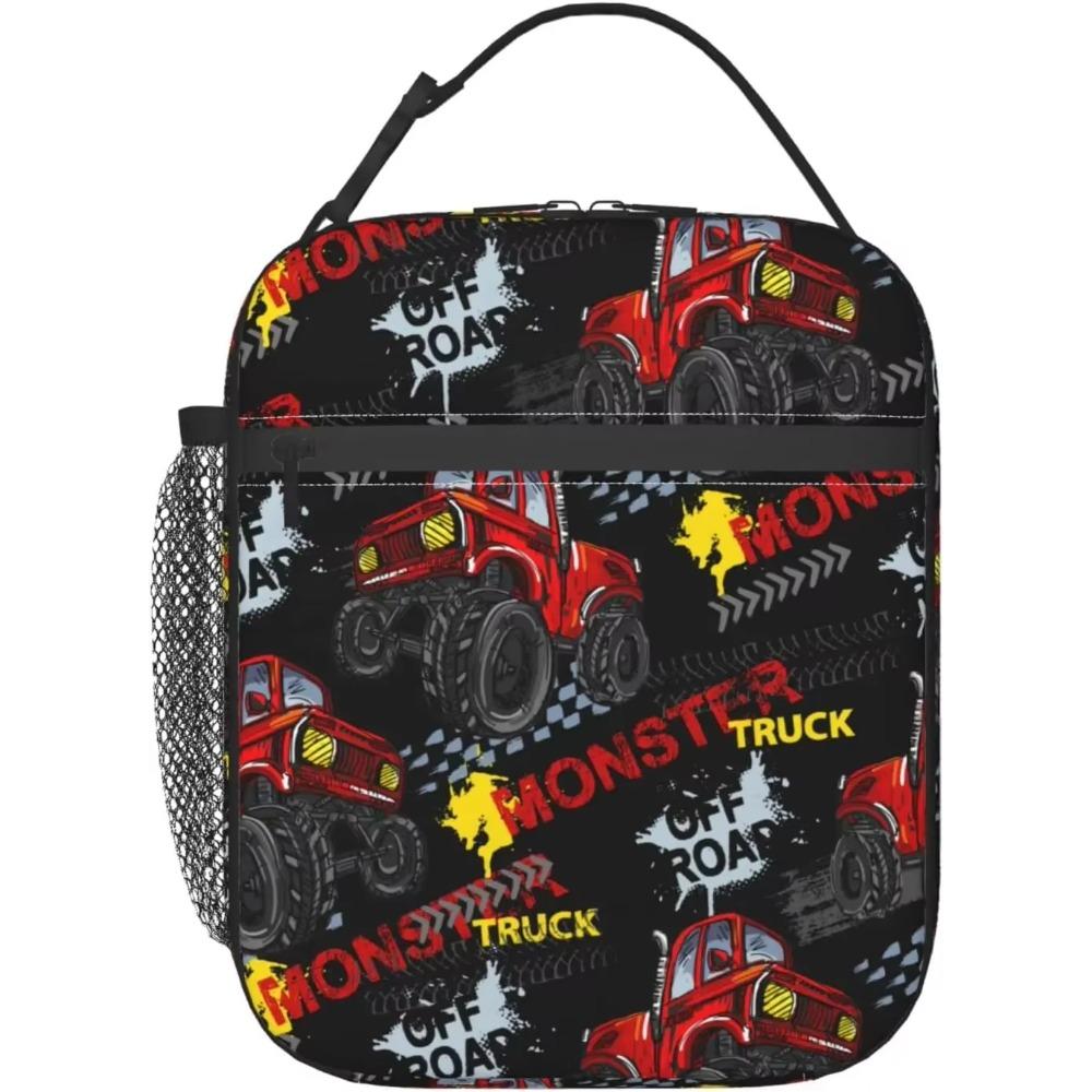 Крутые красные грузовики машины сумка для ланча изолированная коробка для ланча для взрослых мальчиков девочек прочная портативная сумка-холодильник для путешествий пикника