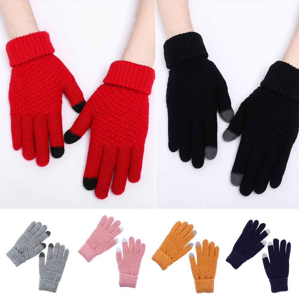 Imitation Cashmere Mittens Winter Warm Full Finger Women Gloves Knitted Wool Mittens Touch Screen
