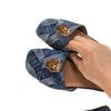 Новые женские плоские шлепанцы из денима с головой льва, джинсовая сумка, женские модные шлепанцы на низком каблуке и набор с сумкой