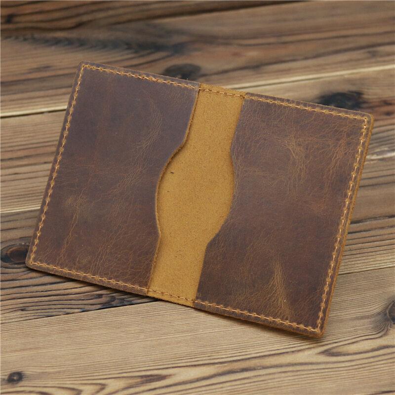 Vintage Crazy Horse Leather Credit Card Holder Thin Wallet Mens Real Cowhide Slim ID VIP Cards Bags Small Leisure Purses
