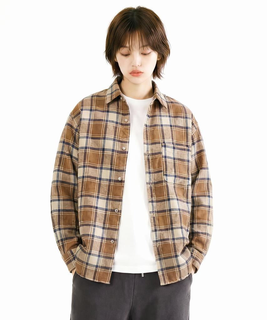 QT8 GARMENTS Lb Rustic Core Flannel Check Shirt (Beige)