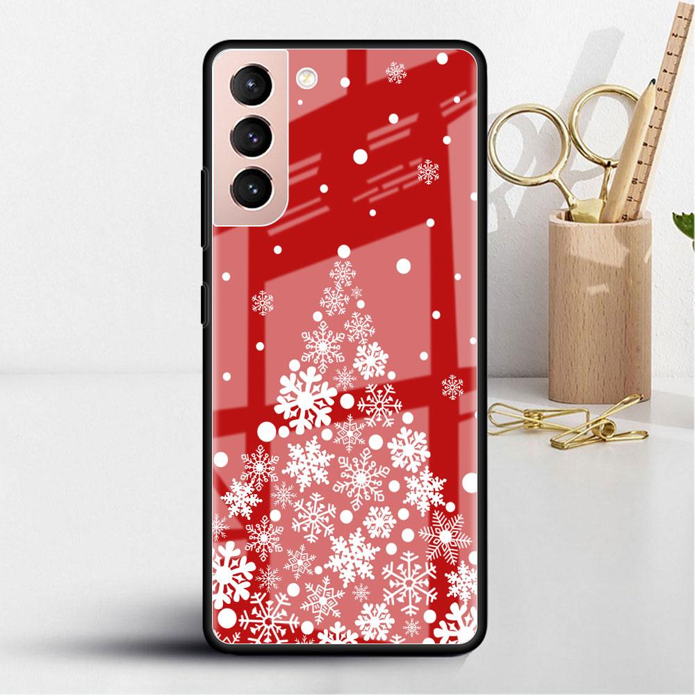 Рождественский мультяшный снеговик стеклянный чехол для Samsung Galaxy S22 S20 FE S21 Plus чехол для телефона S10 5G S9 Note 20 Ultra 10 Lite оболочка