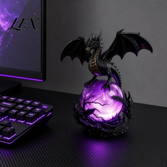 Magical Atmosphere Lamp Dragon Faux Crystal Ball Lamp, Gothic USB Night Light, Dark Fantasy Resin Light Decor for Desk Bedroom, Halloween Gift Lovers
