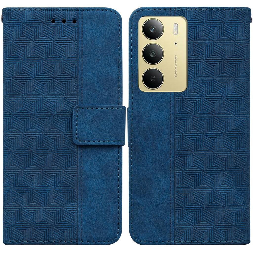 Для Realme C75 4G Чехол Геометрический узор Кожаный кошелек Чехол для телефона с ремешком на запястье