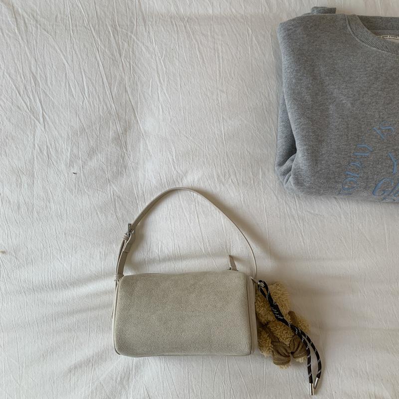 Ретро замшевая простая сумка-пельмень под мышкой, ручная маленькая квадратная сумка для поездок на работу, одноплечная сумка кроссбоди