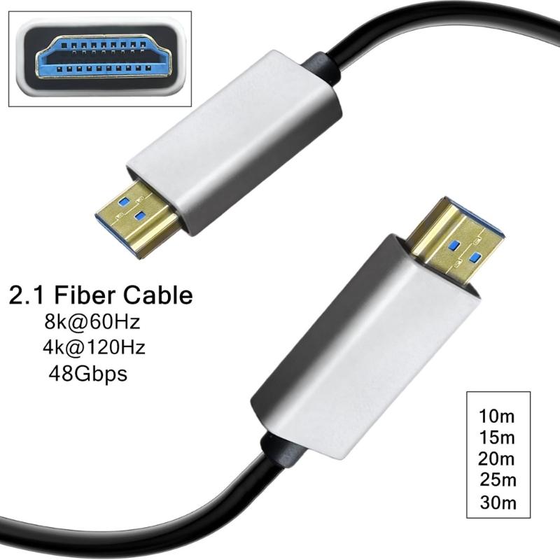 8K HDTV Cable Fiber Optically HDTV Cable 2.1 Support 8K@60Hz Dynamic 48Gbps Fast Speed Long Cable for Laptop PC