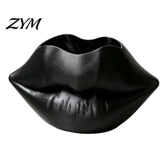Decorative Beauty Tool Organizer Lip Shaped Storage Holder, 3D Printed Red Sculpture Vase, Artistic Small Item Box Desktop for Makeup Brushes