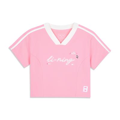 Li Ning X League Of Legends Сотрудничество Удобный Повседневный Простой Принт Буквами V-образный Вырез Пуловер Футболка с Коротким Рукавом Женские Футболки AHSV638-1